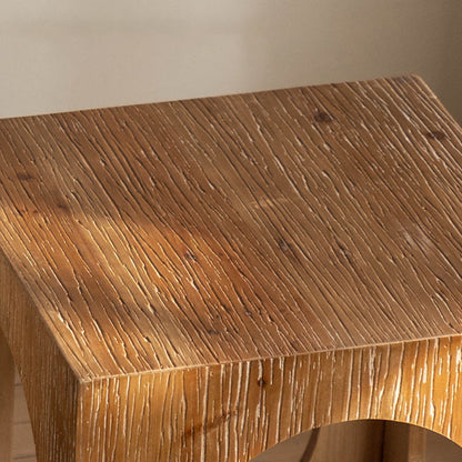 Traditional Vintage Square Solid Wood Medium-Density Fiberboard Openwork Movable End Table For Living Room