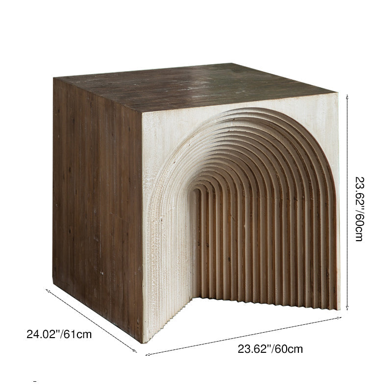 Traditional Vintage Square Rhombus Solid Wood End Table 1 Tier For Living Room