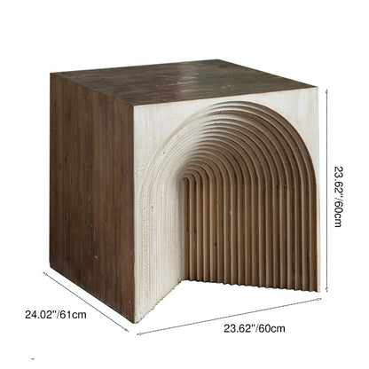 Traditional Vintage Square Rhombus Solid Wood End Table 1 Tier For Living Room