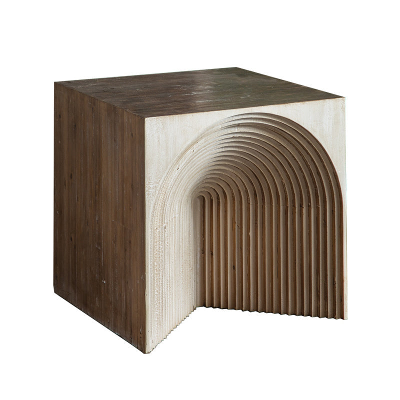 Traditional Vintage Square Rhombus Solid Wood End Table 1 Tier For Living Room