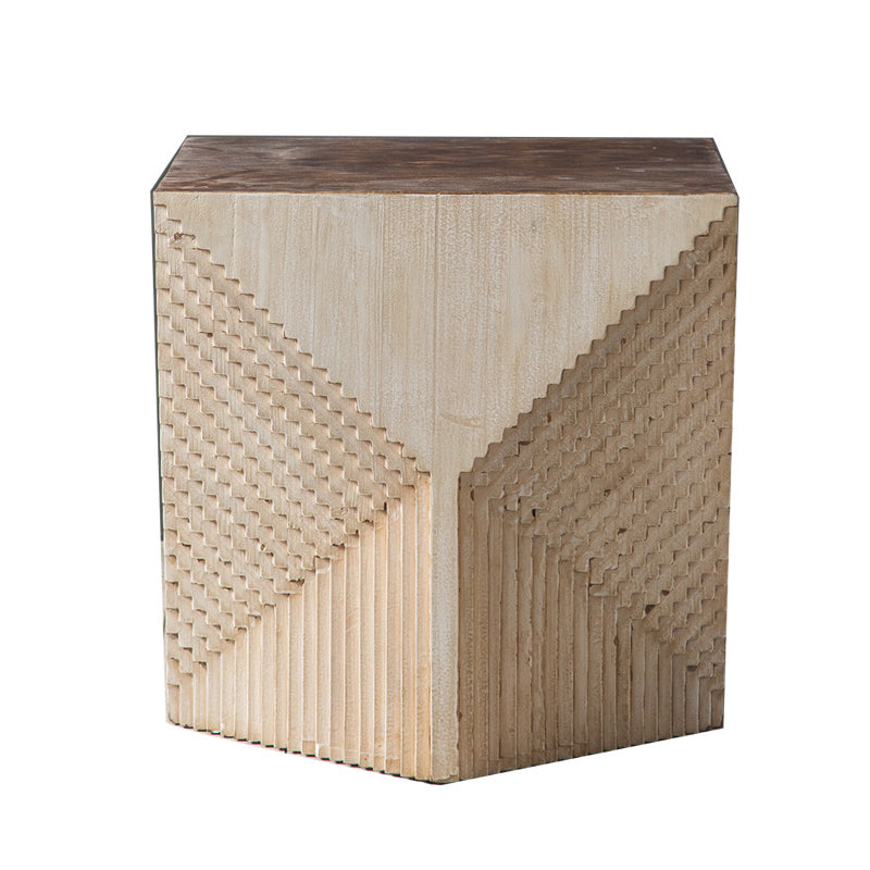 Traditional Vintage Square Rhombus Solid Wood End Table 1 Tier For Living Room