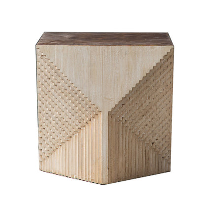 Traditional Vintage Square Rhombus Solid Wood End Table 1 Tier For Living Room