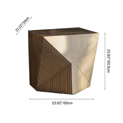 Traditional Vintage Square Rhombus Solid Wood End Table 1 Tier For Living Room
