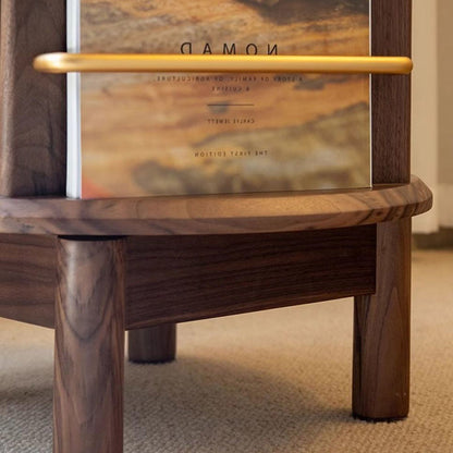 Traditional Vintage Solid Wood Glass Aluminum Alloy End Table 4-Leg 2-Shelf Rotatable For Living Room