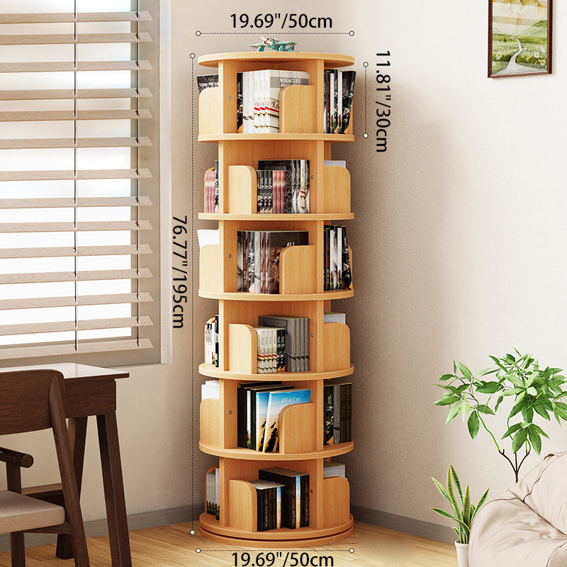 Modern Minimalist Solid Wood Bookshelves 6-Tier Rotatable For Home Office