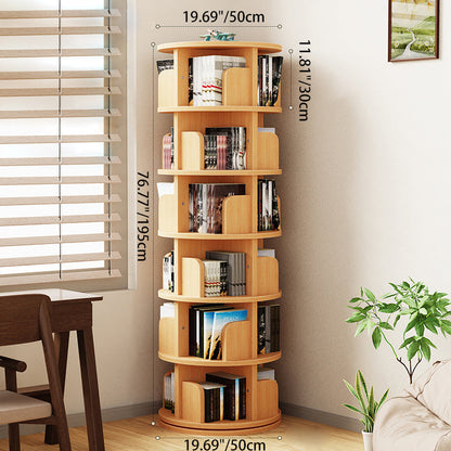 Modern Minimalist Solid Wood Bookshelves 6-Tier Rotatable For Home Office
