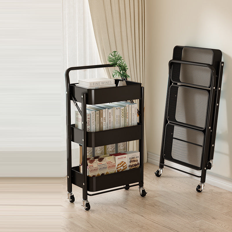 Modern Minimalist Openwork Carbon Steel End Table Foldable Portable 2/3/4 Tier For Living Room