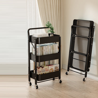 Modern Minimalist Openwork Carbon Steel End Table Foldable Portable 2/3/4 Tier For Living Room