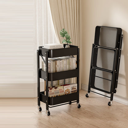 Modern Minimalist Openwork Carbon Steel End Table Foldable Portable 2/3/4 Tier For Living Room