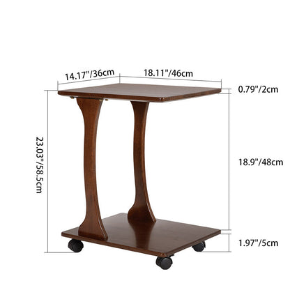 Modern Minimalist Rectangular Solid Wood End Table 2-Tier Movable For Living Room