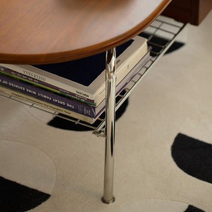 Traditional Vintage Oval Solid Wood Stainless Steel End Table 4-Leg 1-Drawer For Living Room