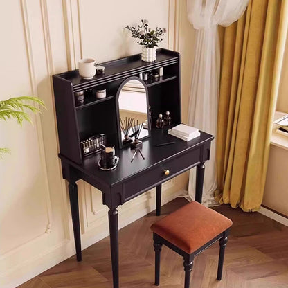 Traditional Vintage Rectangular Solid Wood Makeup Vanity 4-Leg 1-Drawer For Home Office
