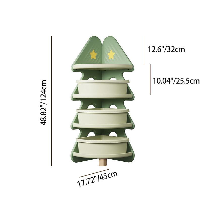 Modern Minimalist Christmas Tree-Shaped High-Density Polyethylene Bookshelves 4-Tier For Home Office
