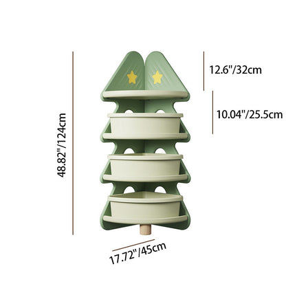 Modern Minimalist Christmas Tree-Shaped High-Density Polyethylene Bookshelves 4-Tier For Home Office