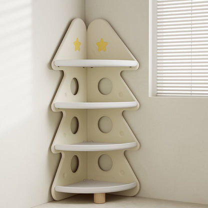 Modern Minimalist Christmas Tree-Shaped High-Density Polyethylene Bookshelves 4-Tier For Home Office