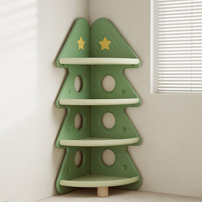 Modern Minimalist Christmas Tree-Shaped High-Density Polyethylene Bookshelves 4-Tier For Home Office