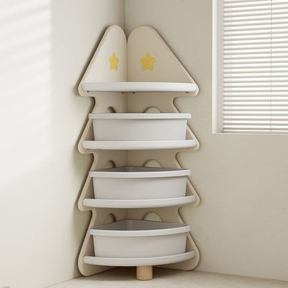 Modern Minimalist Christmas Tree-Shaped High-Density Polyethylene Bookshelves 4-Tier For Home Office