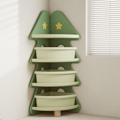 Modern Minimalist Christmas Tree-Shaped High-Density Polyethylene Bookshelves 4-Tier For Home Office