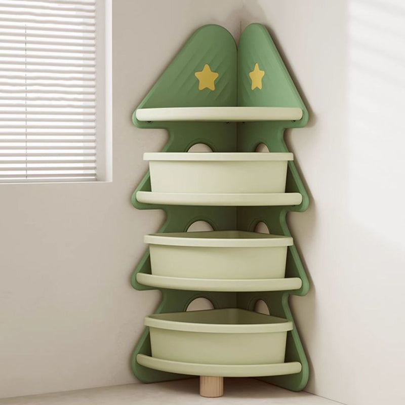 Modern Minimalist Christmas Tree-Shaped High-Density Polyethylene Bookshelves 4-Tier For Home Office