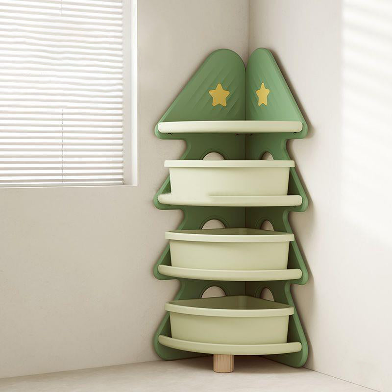 Modern Minimalist Christmas Tree-Shaped High-Density Polyethylene Bookshelves 4-Tier For Home Office