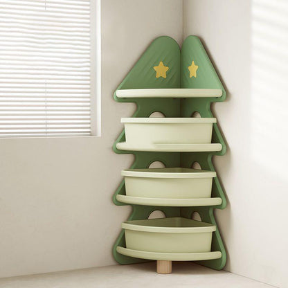 Modern Minimalist Christmas Tree-Shaped High-Density Polyethylene Bookshelves 4-Tier For Home Office