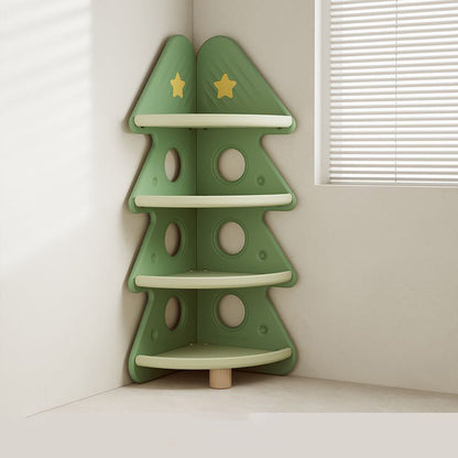 Modern Minimalist Christmas Tree-Shaped High-Density Polyethylene Bookshelves 4-Tier For Home Office