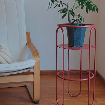 Traditional Vintage Column Iron Openwork End Table 3-Leg For Living Room