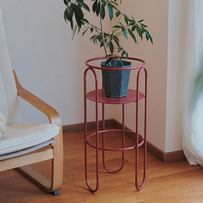 Traditional Vintage Column Iron Openwork End Table 3-Leg For Living Room