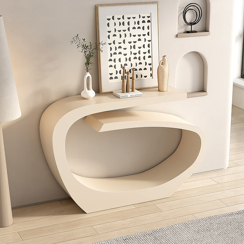 Modern Minimalist Curved Carbon Steel End Table With Rounded Corners For Living Room