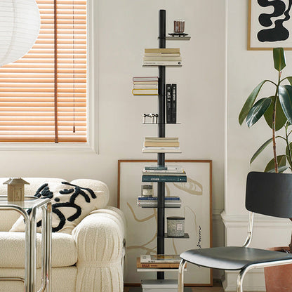 Modern Minimalist Column Iron Bookshelves Rotatable Design For Home Office