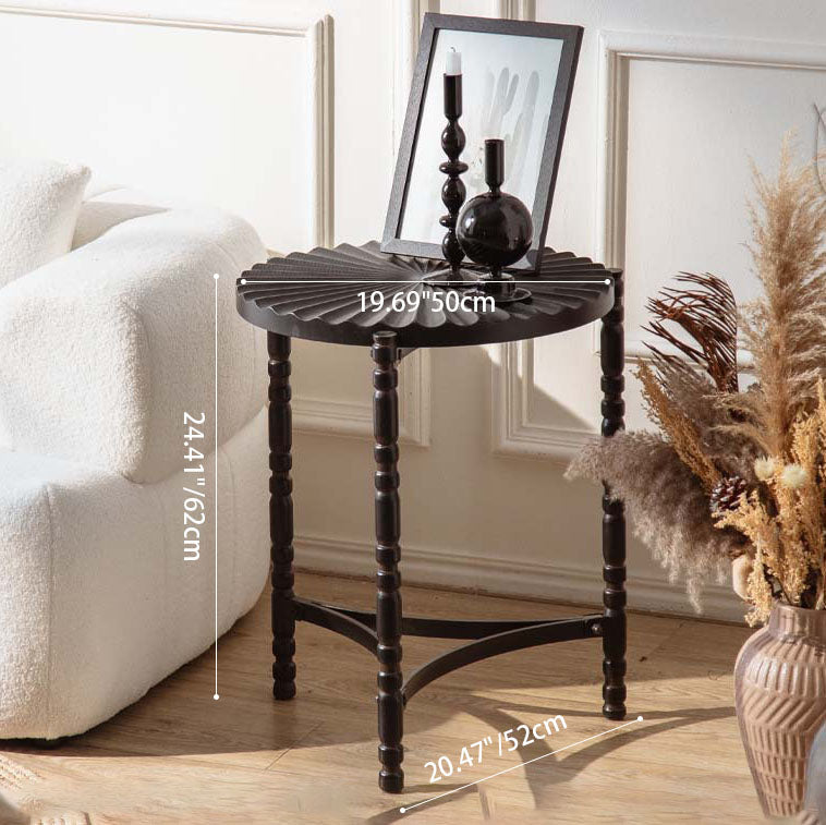 Traditional Vintage Oval Round Iron Medium Density Fiberboard Ash Wood End Table 1/2-Tier 3/5-Leg For Living Room
