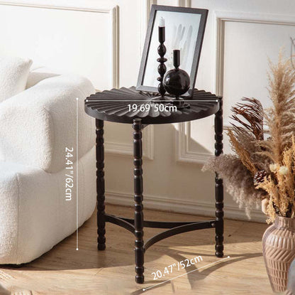 Traditional Vintage Oval Round Iron Medium Density Fiberboard Ash Wood End Table 1/2-Tier 3/5-Leg For Living Room