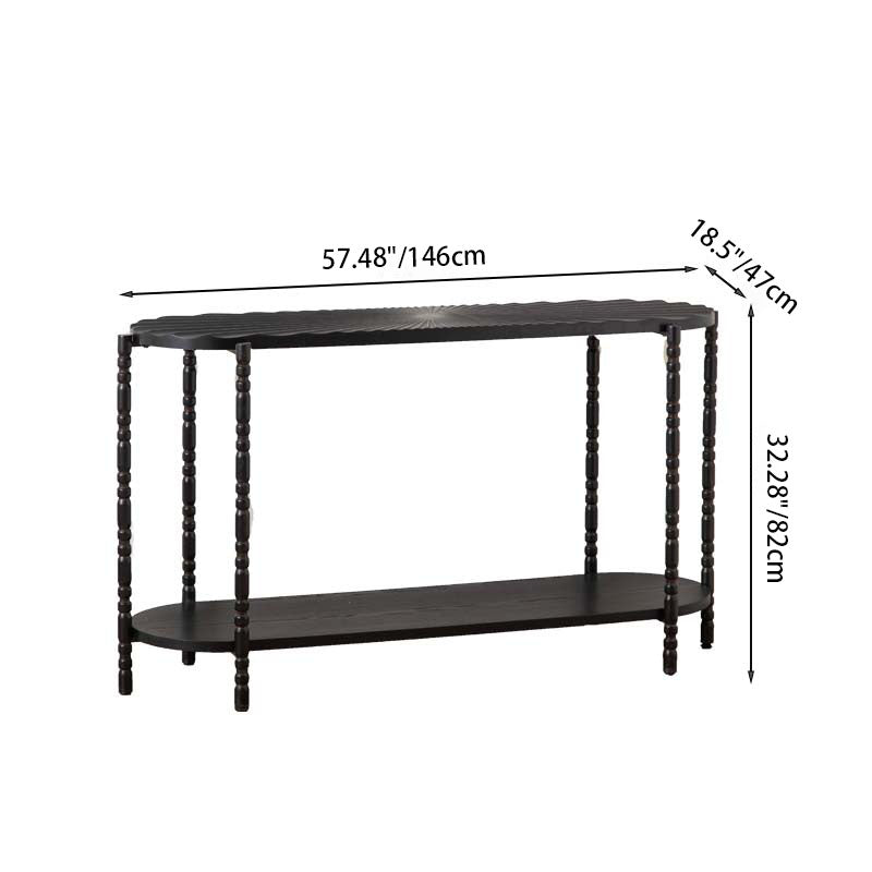 Traditional Vintage Oval Round Iron Medium Density Fiberboard Ash Wood End Table 1/2-Tier 3/5-Leg For Living Room