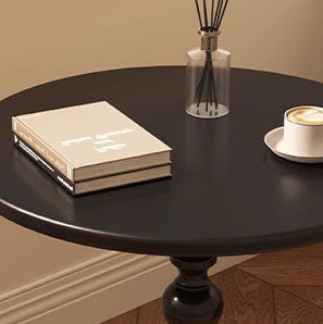 Traditional Vintage Round Metal End Table Carved Details For Living Room