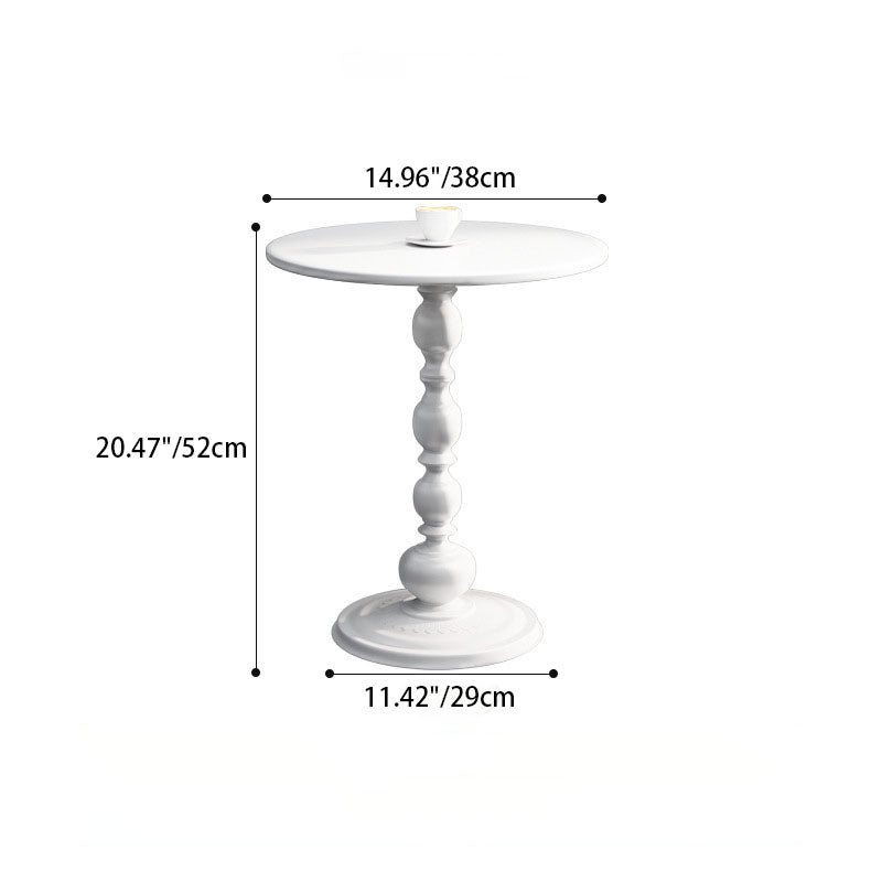 Traditional Vintage Round Metal End Table Carved Details For Living Room