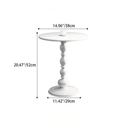 Traditional Vintage Round Metal End Table Carved Details For Living Room