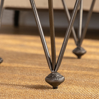 Traditional Vintage Round Solid Wood Medium Density Fiberboard Iron End Table 3/4-Leg For Living Room