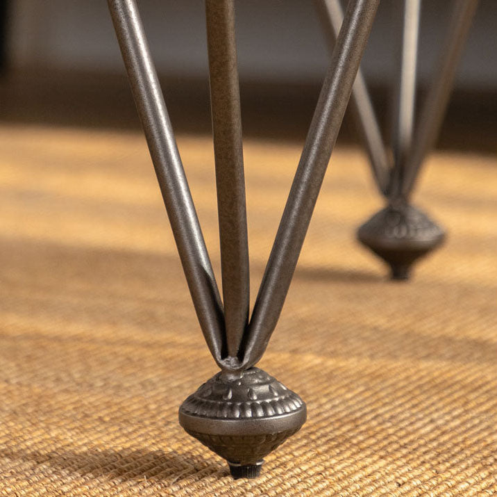 Traditional Vintage Round Solid Wood Medium Density Fiberboard Iron End Table 3/4-Leg For Living Room
