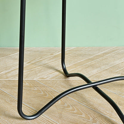 Modern Minimalist Round Bamboo Rattan Metal Solid Wood Stainless Steel End Table 4-Leg For Living Room