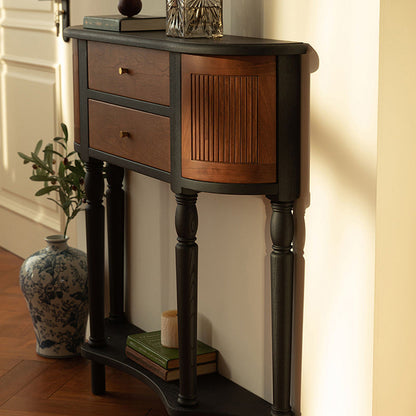 Traditional Vintage Rectangular Medium Density Fiberboard Solid Wood End Table 4-Leg 4-Cabinet For Living Room