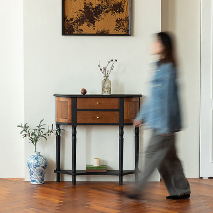 Traditional Vintage Rectangular Medium Density Fiberboard Solid Wood End Table 4-Leg 4-Cabinet For Living Room