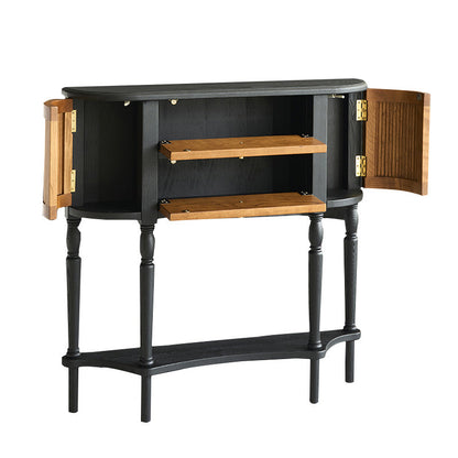 Traditional Vintage Rectangular Medium Density Fiberboard Solid Wood End Table 4-Leg 4-Cabinet For Living Room