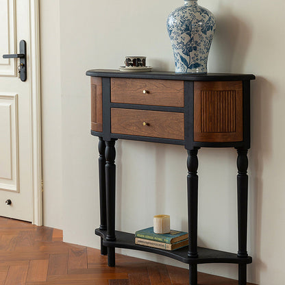 Traditional Vintage Rectangular Medium Density Fiberboard Solid Wood End Table 4-Leg 4-Cabinet For Living Room