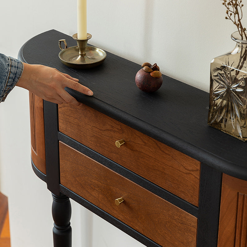 Traditional Vintage Rectangular Medium Density Fiberboard Solid Wood End Table 4-Leg 4-Cabinet For Living Room