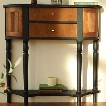 Traditional Vintage Rectangular Medium Density Fiberboard Solid Wood End Table 4-Leg 4-Cabinet For Living Room