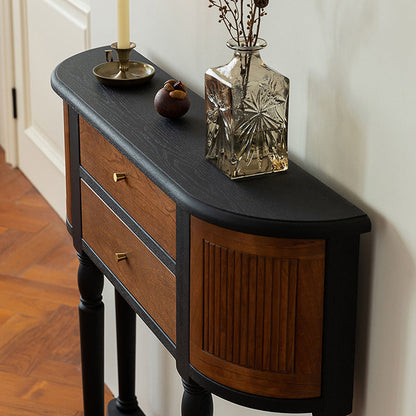 Traditional Vintage Rectangular Medium Density Fiberboard Solid Wood End Table 4-Leg 4-Cabinet For Living Room