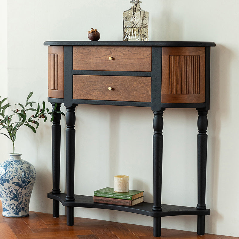 Traditional Vintage Rectangular Medium Density Fiberboard Solid Wood End Table 4-Leg 4-Cabinet For Living Room