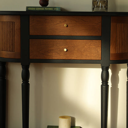 Traditional Vintage Rectangular Medium Density Fiberboard Solid Wood End Table 4-Leg 4-Cabinet For Living Room