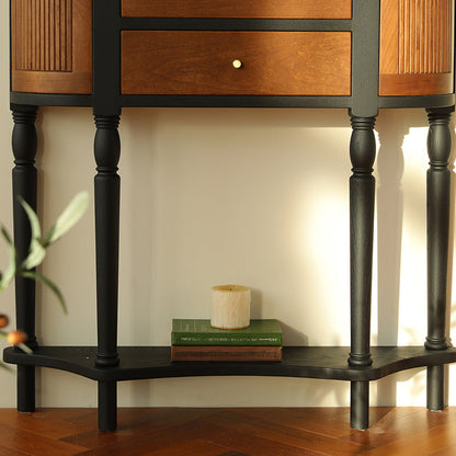Traditional Vintage Rectangular Medium Density Fiberboard Solid Wood End Table 4-Leg 4-Cabinet For Living Room