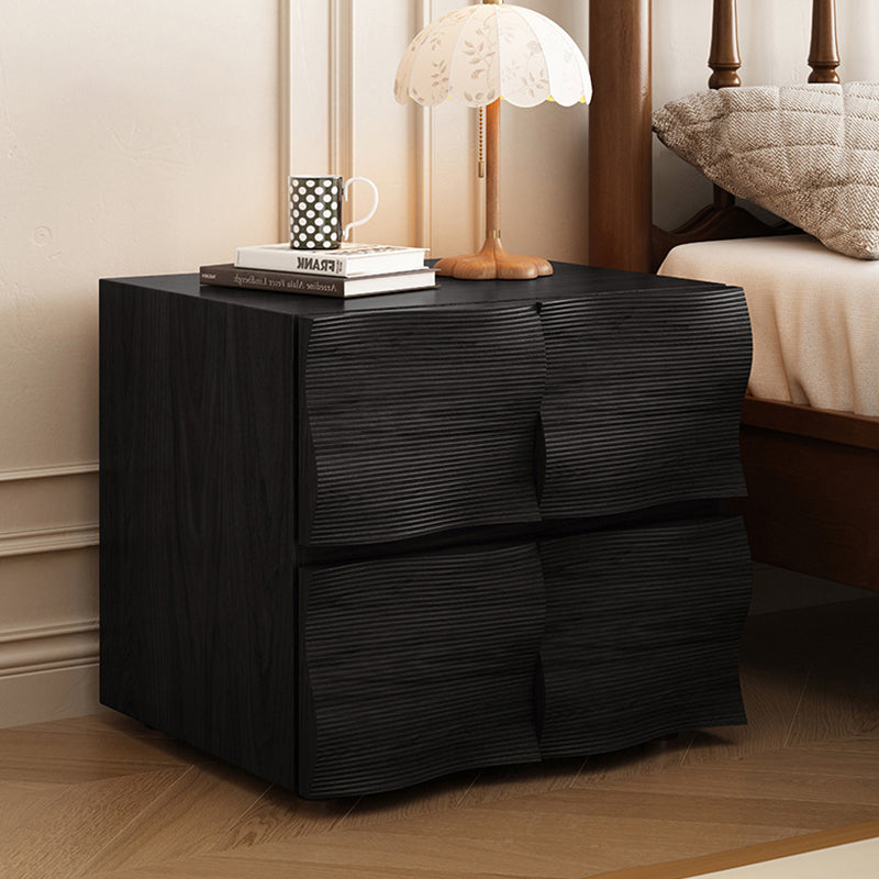 Traditional Vintage Rectangular Solid Wood Nightstand 2-Drawer For Bedroom